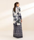 Unstitched Women's Embroidered Lawn Black Two Piece Suit